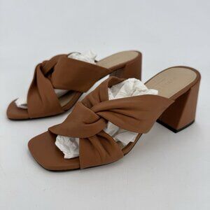 Everlane The Day Twist Heel Sandals sz 7 Desert Tan Slip-on Leather Block Heel